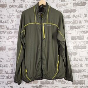 Eddie Bauer First Ascent Men XL Tall Green Waffle Grid Fleece Quarter Zip Jacket